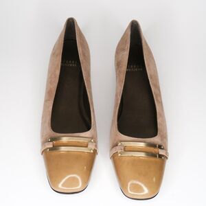 Stuart Weitzman Womens‎ Flat Loafers Size 8 Brown Metal Belted Suede 80s Office